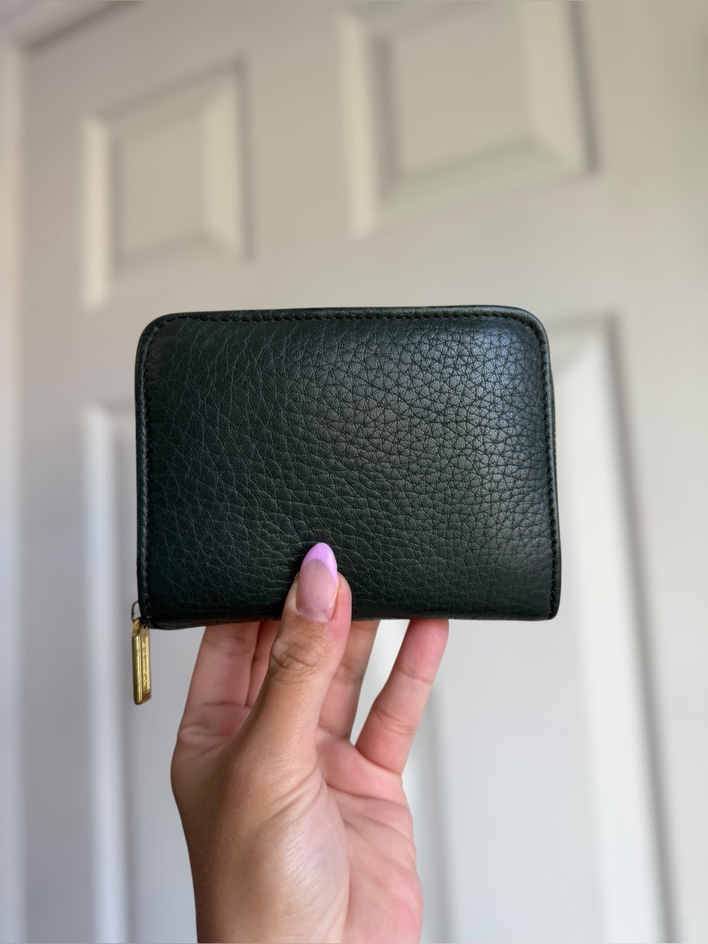 Vintage Coach Forest Green Leather Compact Wallet Hangtag Zip Around